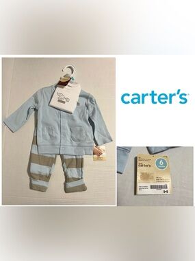 🆕CARTER’S - 6M - NWT - INFANT BOYS 3PC BLUE ELEPHANT CARDIGAN SET